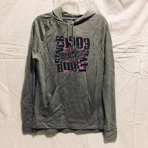 Harley Davidson Hooded  Sweatshirt Size Small Grey Pullover